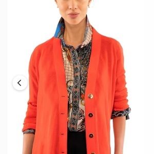 Gretchen Scott Bright Orange Button-Front Cardigan